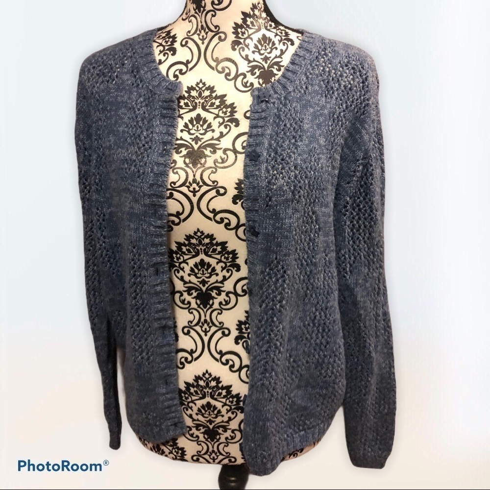 CHRISTOPHER & Banks blue loose knit cardigan